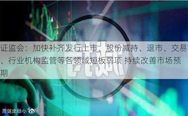 证监会：加快补齐发行上市、股份减持、退市、交易、行业机构监管等各领域短板弱项 持续改善市场预期