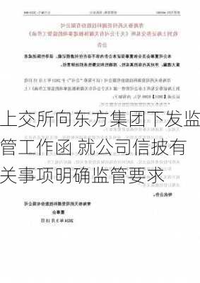 上交所向东方集团下发监管工作函 就公司信披有关事项明确监管要求