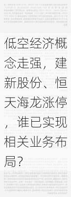 低空经济概念走强，建新股份、恒天海龙涨停，谁已实现相关业务布局？