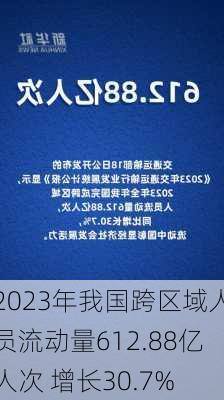 2023年我国跨区域人员流动量612.88亿人次 增长30.7%