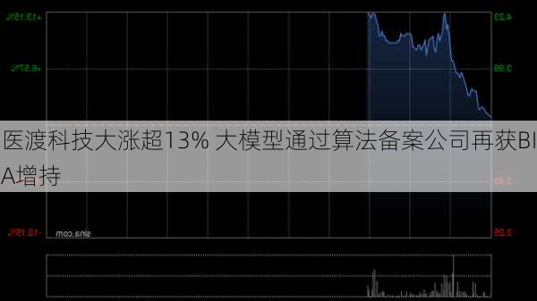 医渡科技大涨超13% 大模型通过算法备案公司再获BIA增持