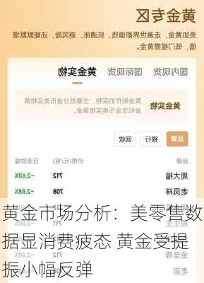 黄金市场分析：美零售数据显消费疲态 黄金受提振小幅反弹