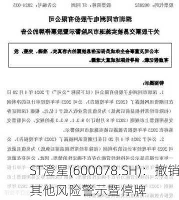 ST澄星(600078.SH)：撤销其他风险警示暨停牌