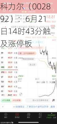 科力尔（002892）：6月21日14时43分触及涨停板