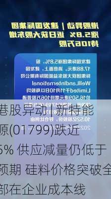 港股异动 | 新特能源(01799)跌近5% 供应减量仍低于预期 硅料价格突破全部在企业成本线