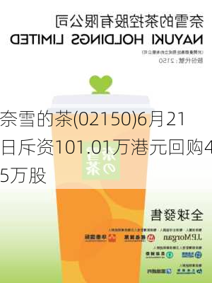 奈雪的茶(02150)6月21日斥资101.01万港元回购45万股