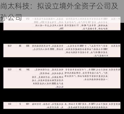 尚太科技：拟设立境外全资子公司及孙公司