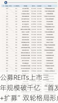 公募REITs上市三年规模破千亿 “首发+扩募”双轮格局形成