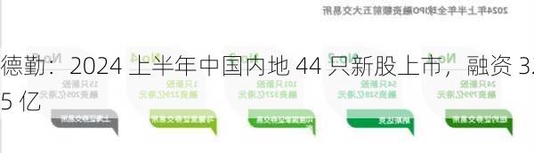 德勤：2024 上半年中国内地 44 只新股上市，融资 325 亿