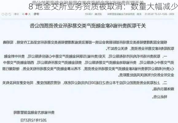 8 地金交所业务资质被取消：数量大幅减少