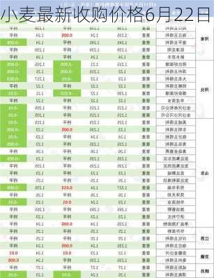 小麦最新收购价格6月22日