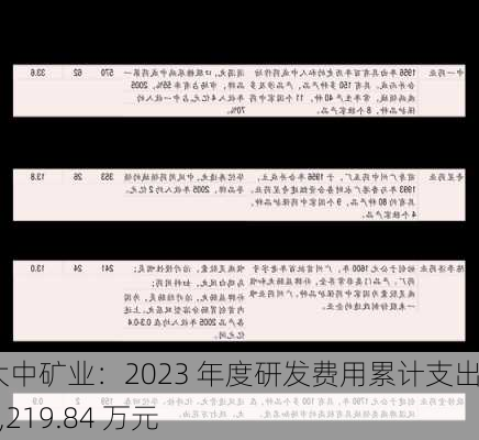 大中矿业：2023 年度研发费用累计支出 15,219.84 万元