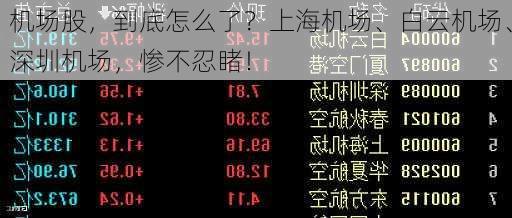 机场股，到底怎么了？上海机场、白云机场、深圳机场，惨不忍睹！