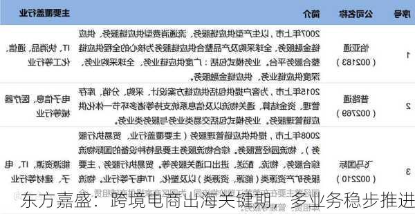 东方嘉盛：跨境电商出海关键期，多业务稳步推进