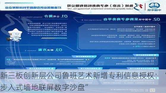 新三板创新层公司鲁班艺术新增专利信息授权：“步入式墙地联屏数字沙盘”