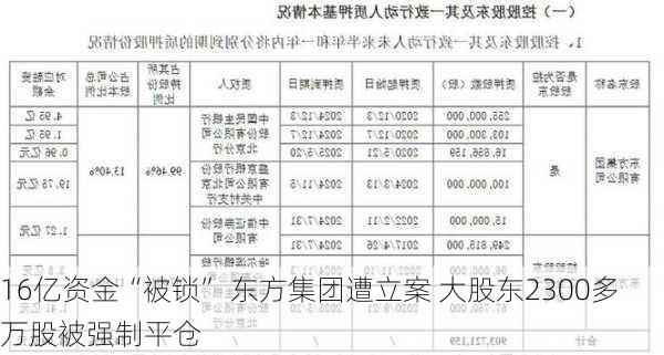 16亿资金“被锁” 东方集团遭立案 大股东2300多万股被强制平仓