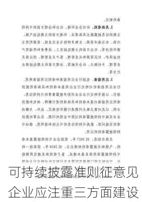 可持续披露准则征意见 企业应注重三方面建设