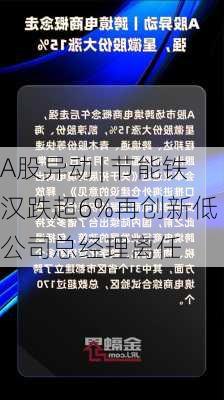 A股异动 | 节能铁汉跌超6%再创新低 公司总经理离任