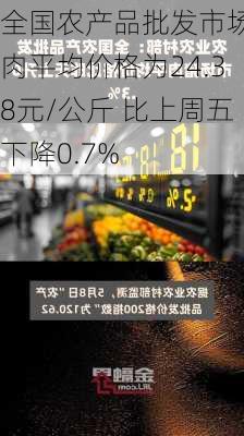 全国农产品批发市场猪肉平均价格为24.38元/公斤 比上周五下降0.7%