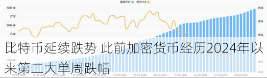 比特币延续跌势 此前加密货币经历2024年以来第二大单周跌幅