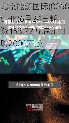 北京能源国际(00686.HK)6月24日耗资453.77万港元回购2000万股