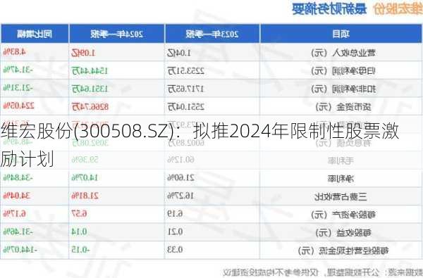 维宏股份(300508.SZ)：拟推2024年限制性股票激励计划