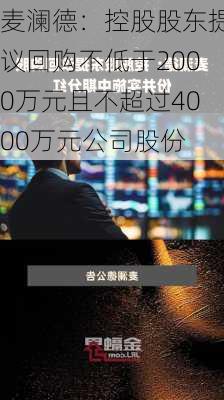 麦澜德：控股股东提议回购不低于2000万元且不超过4000万元公司股份