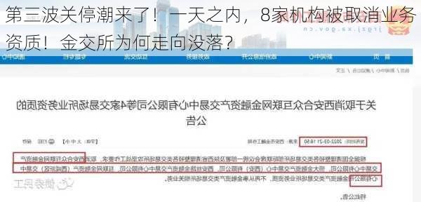 第三波关停潮来了！一天之内，8家机构被取消业务资质！金交所为何走向没落？