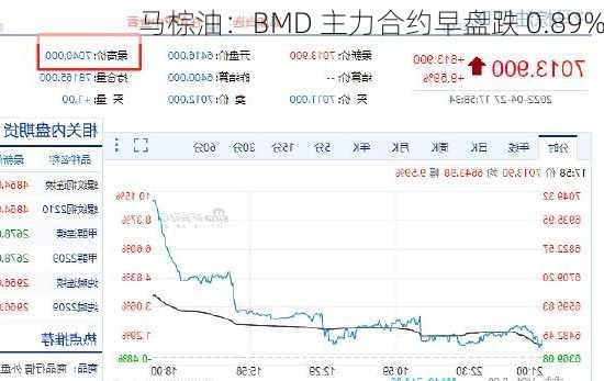 马棕油：BMD 主力合约早盘跌 0.89%