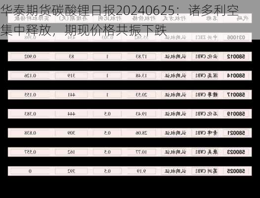 华泰期货碳酸锂日报20240625：诸多利空集中释放，期现价格共振下跌