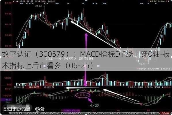 数字认证（300579）：MACD指标DIF线上穿0轴-技术指标上后市看多（06-25）