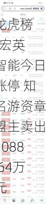 龙虎榜 | 宏英智能今日涨停 知名游资章盟主卖出1088.64万元