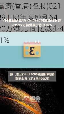 嘉涛(香港)控股(02189.HK)年度纯利6420万港元 同比减少49.1%