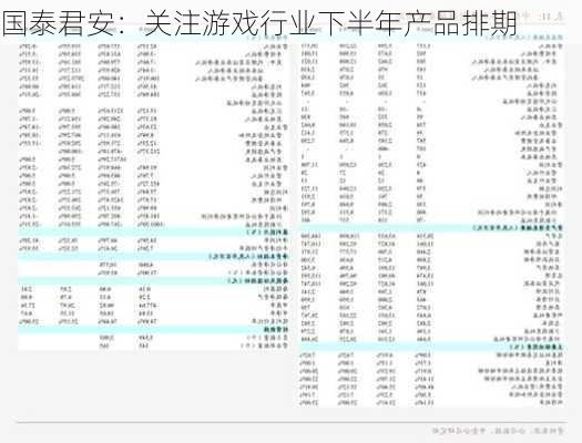 国泰君安：关注游戏行业下半年产品排期