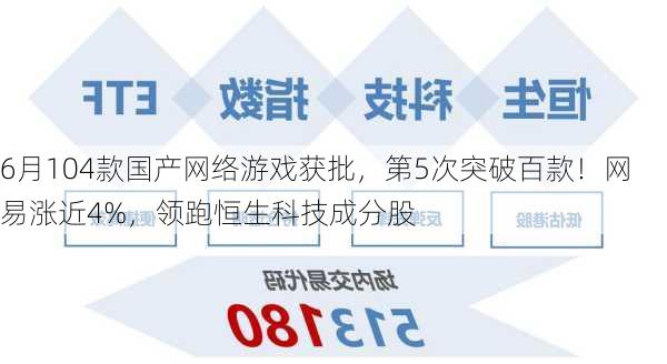 6月104款国产网络游戏获批，第5次突破百款！网易涨近4%，领跑恒生科技成分股