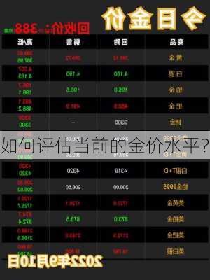 如何评估当前的金价水平？