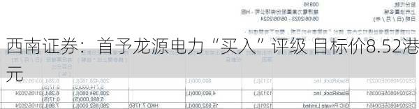 西南证券：首予龙源电力“买入”评级 目标价8.52港元