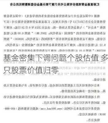 基金密集下调问题个股估值 多只股票价值归零