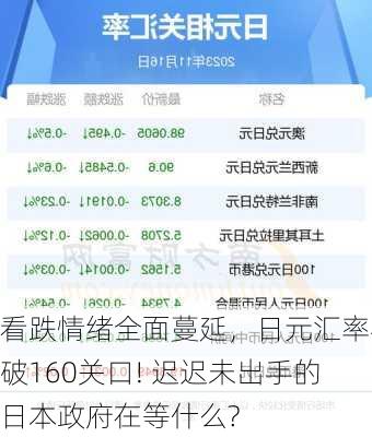 看跌情绪全面蔓延，日元汇率再破160关口! 迟迟未出手的日本政府在等什么?