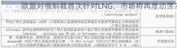 欧盟对俄制裁首次针对LNG，市场将再度动荡？