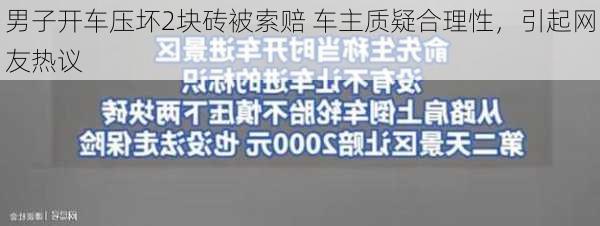 男子开车压坏2块砖被索赔 车主质疑合理性，引起网友热议