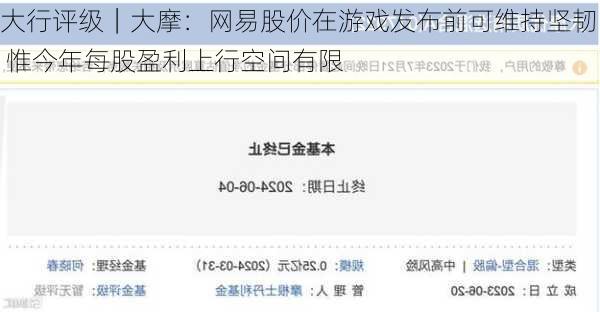 大行评级｜大摩：网易股价在游戏发布前可维持坚韧 惟今年每股盈利上行空间有限