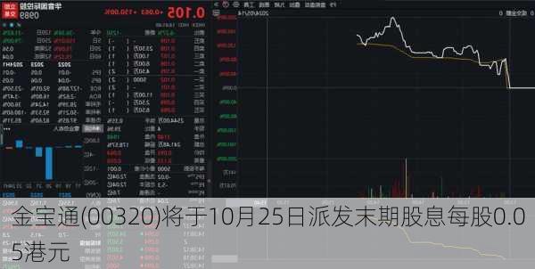 金宝通(00320)将于10月25日派发末期股息每股0.05港元