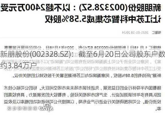 新朋股份(002328.SZ)：截至6月20日公司股东户数约3.84万户