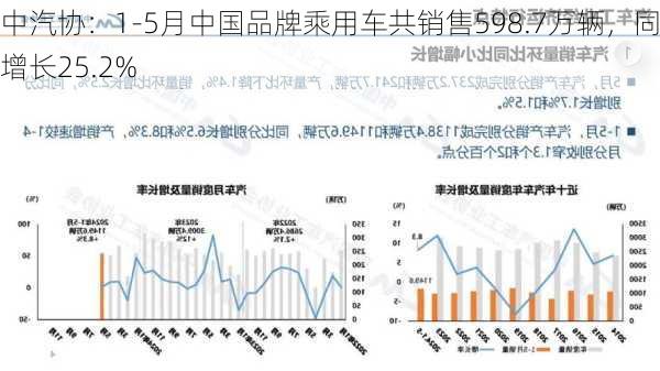 中汽协：1-5月中国品牌乘用车共销售598.7万辆，同比增长25.2%