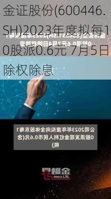 金证股份(600446.SH)2023年度拟每10股派0.6元 7月5日除权除息