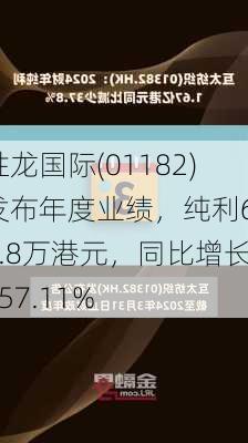 胜龙国际(01182)发布年度业绩，纯利617.8万港元，同比增长657.11%