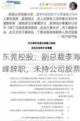 东莞控股：副总裁李海峰辞职，未持公司股票