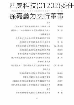 四威科技(01202)委任徐嘉鑫为执行董事