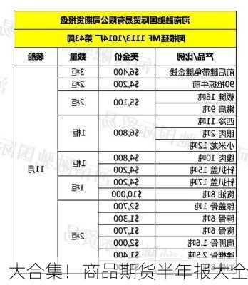 大合集！商品期货半年报大全